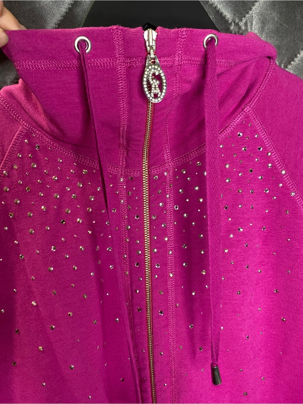 Christine Alexander Magenta Pink Y2K Rhinestone Corset Cinch Tie Back M